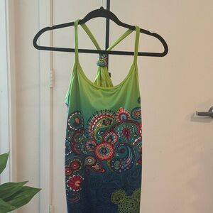 Disney Green Floral Paisley Tank Top